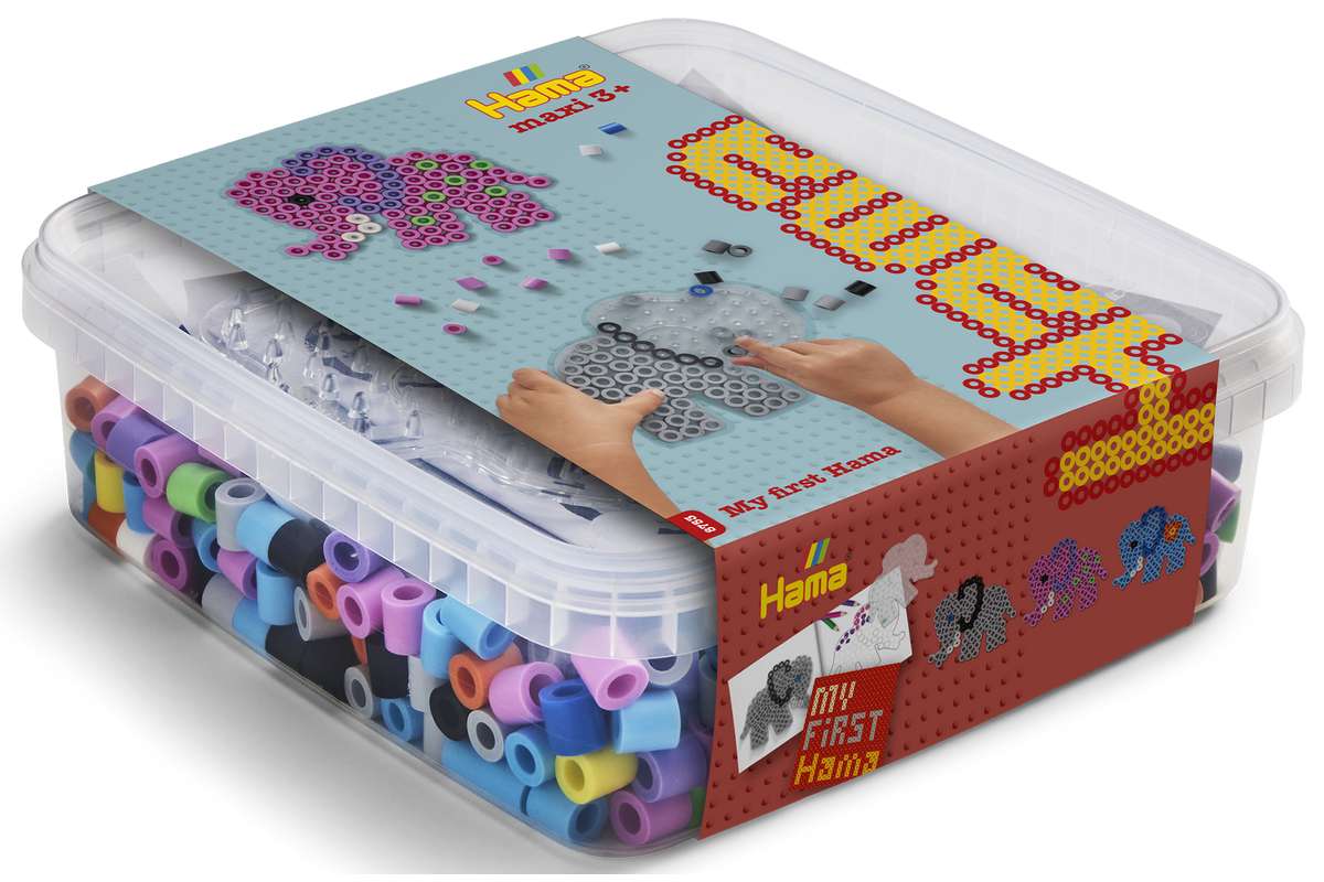 Hama maxi bøtte perler og stiftplade, elefant